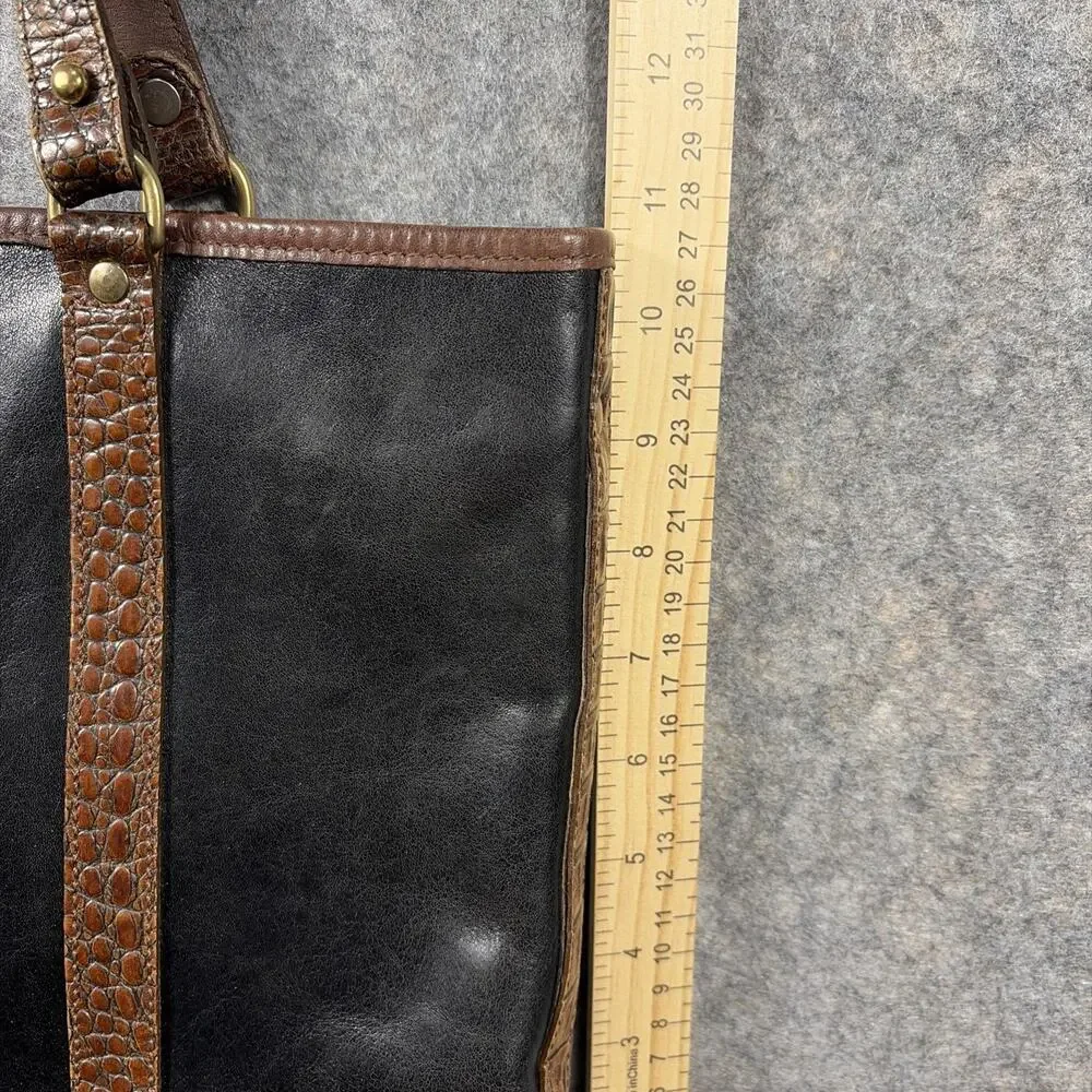 Vintage Brahmin brown & black‎ shoulder bag leather tote bag